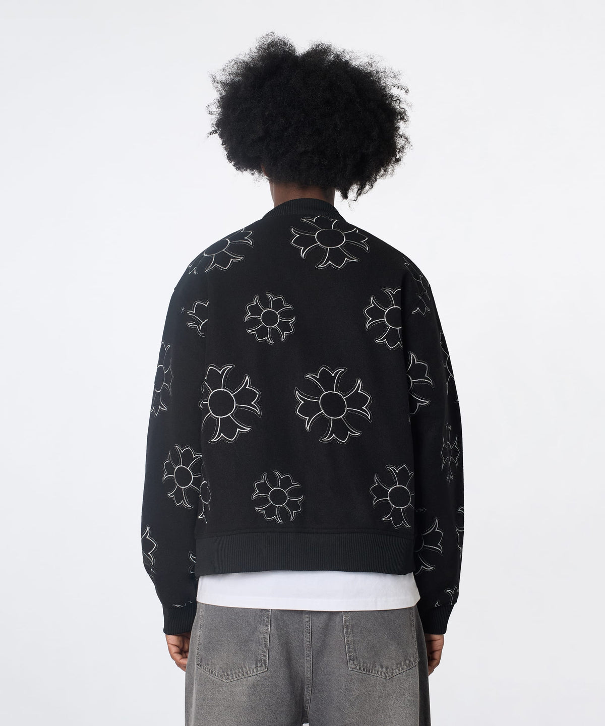 Cross Applique Wool Varsity Jacket - Black | Reason Clothing Trending