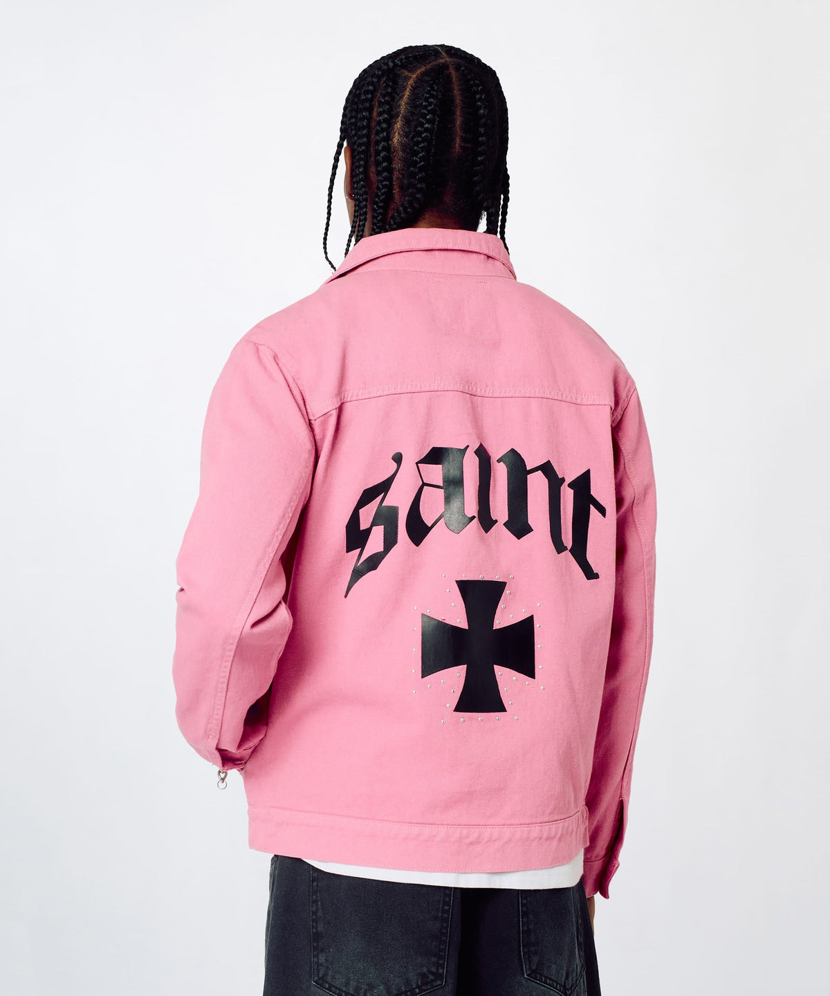 Saint Studded Work Denim Jacket - Pink | Reason Clothing Discount