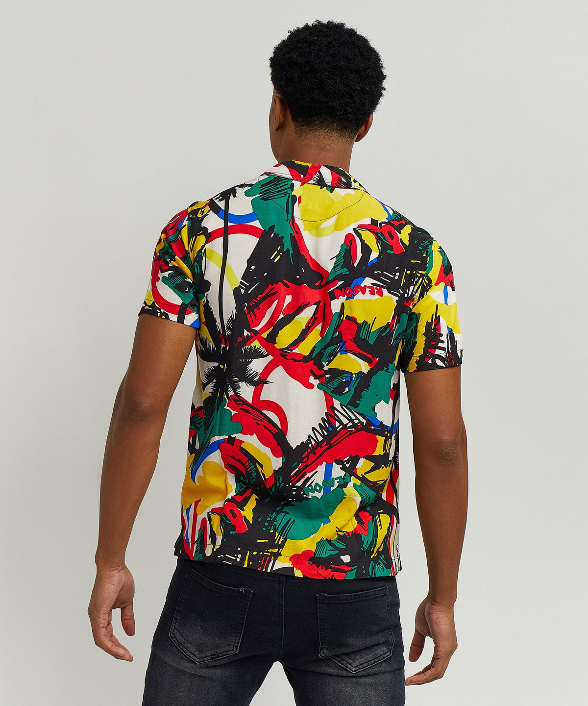 Abstract Viscose Button-Down Short Sleeve Shirt - Multicolor | Reason Clothing Deals