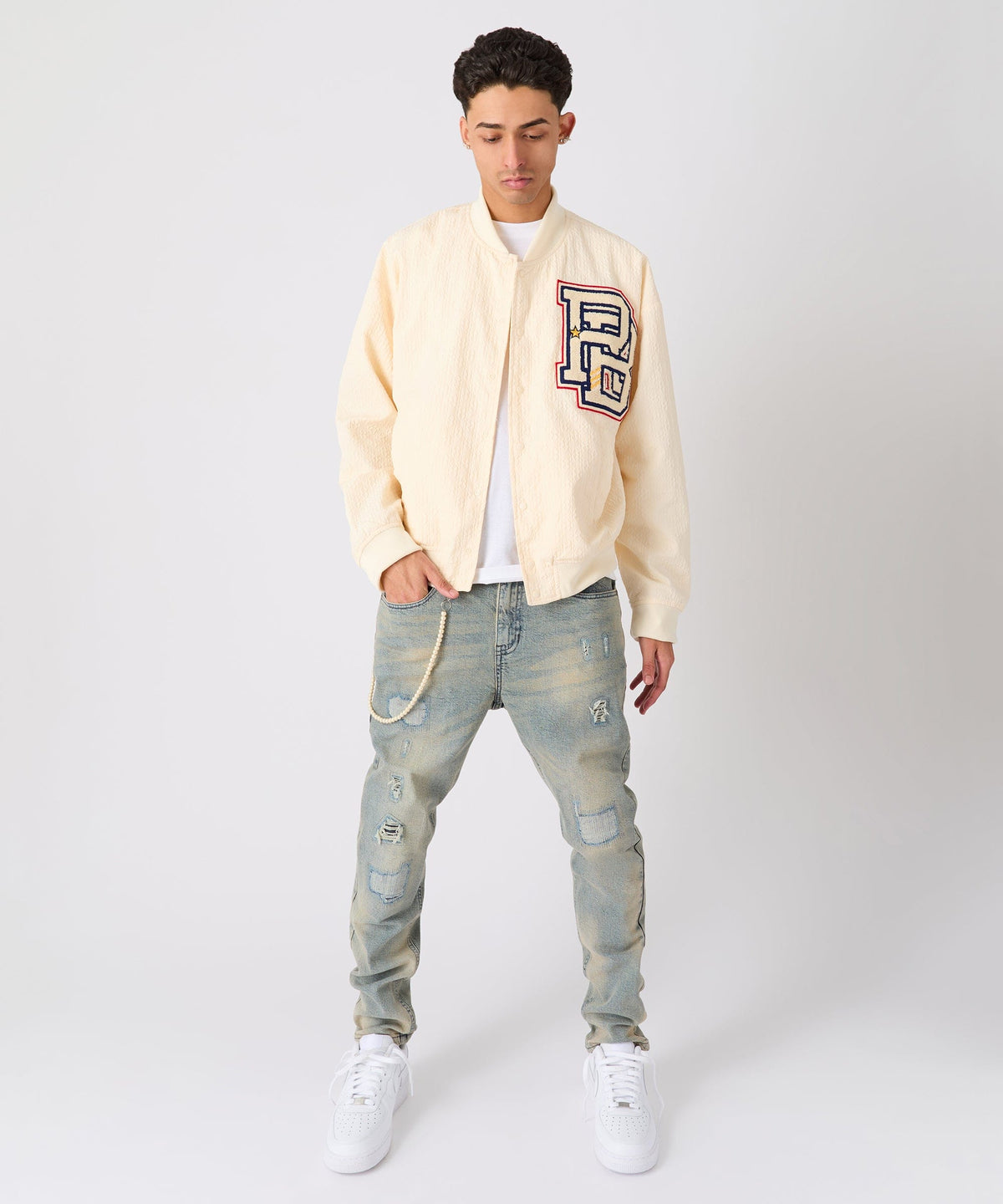 Coaches Chenille Jacket - White | Reason Clothing Essential