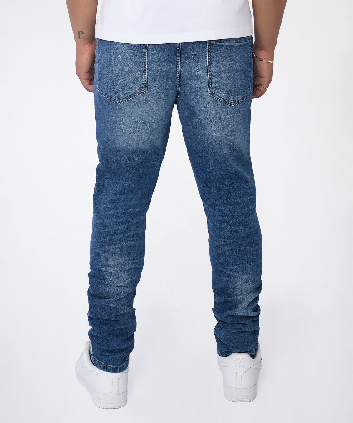 Classic Distressed Skinny Jeans - Medium Indigo | Reason Clothing New