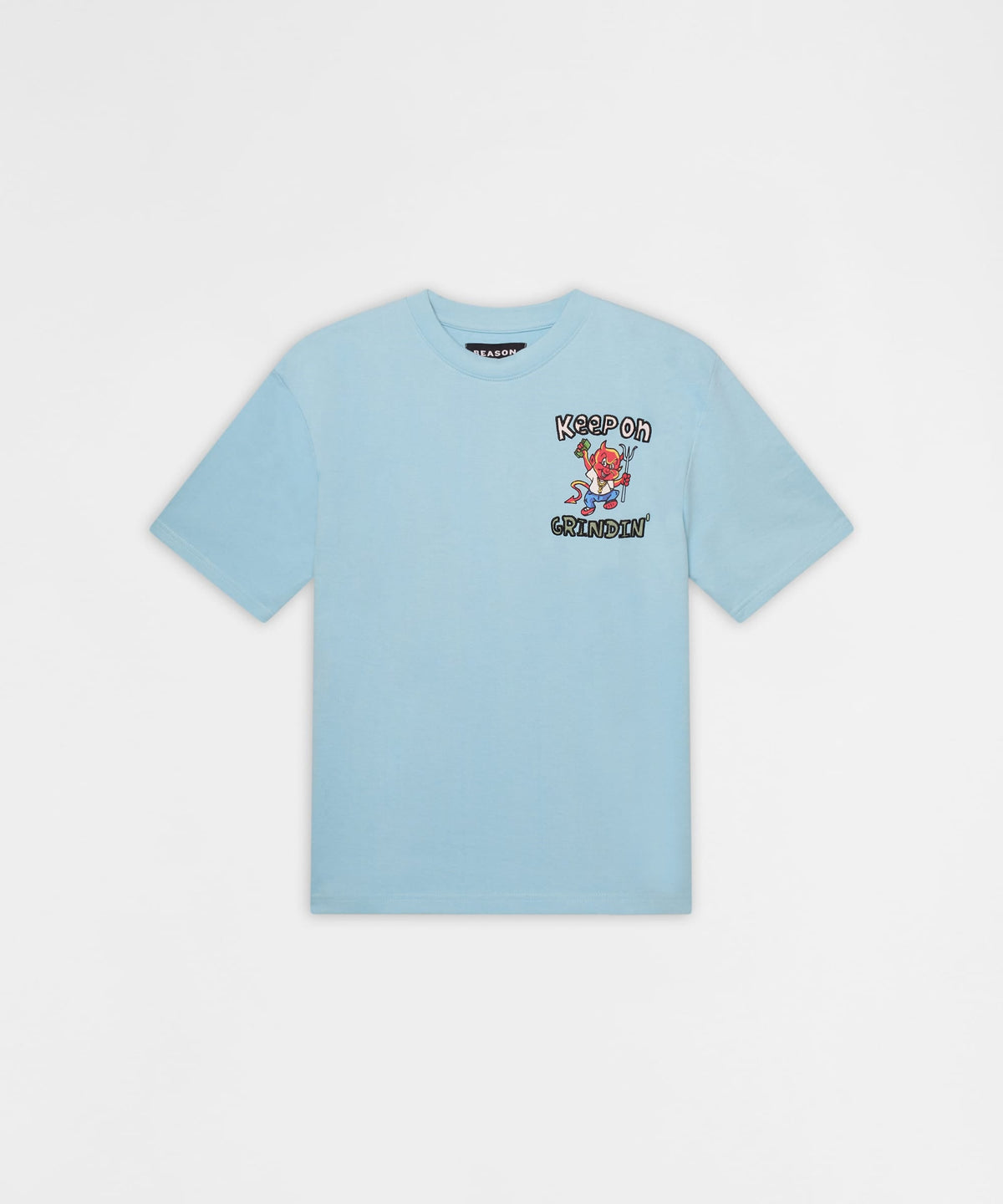 Keep On Grindin' Applique Short Sleeve Tee - Light Blue | Reason Clothing Top Pick