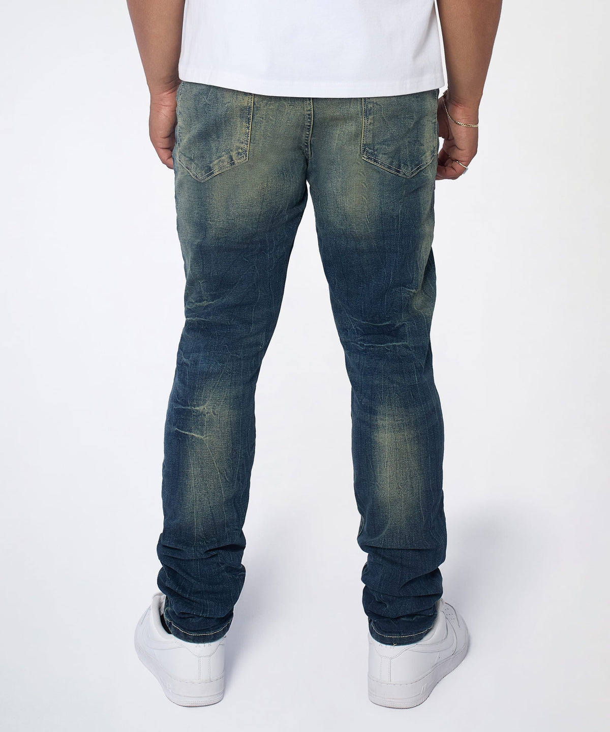 Men's Skinny Ripped Denim Pant - Medium Blue | Reason Clothing Hot Sale