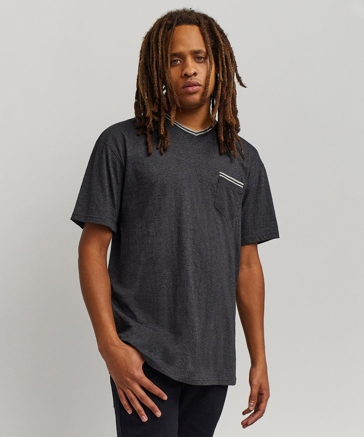Pocket Stripe Contrast V-Neck Tee | Reason Clothing Discount
