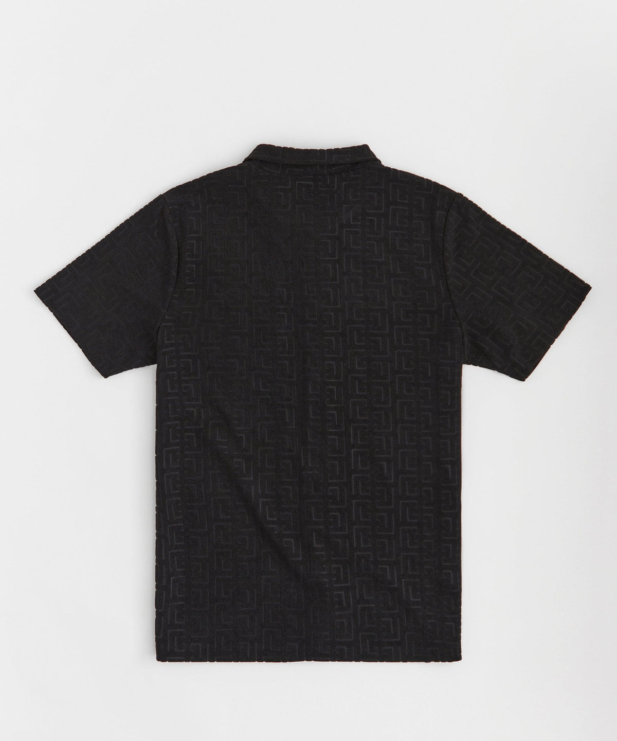 Geometric Viscose Button-Down Short Sleeve Shirt - Black | Reason Clothing Trusted
