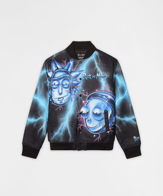 Rick & Morty Graphic Varsity Jacket - Black | Reason Clothing Deals