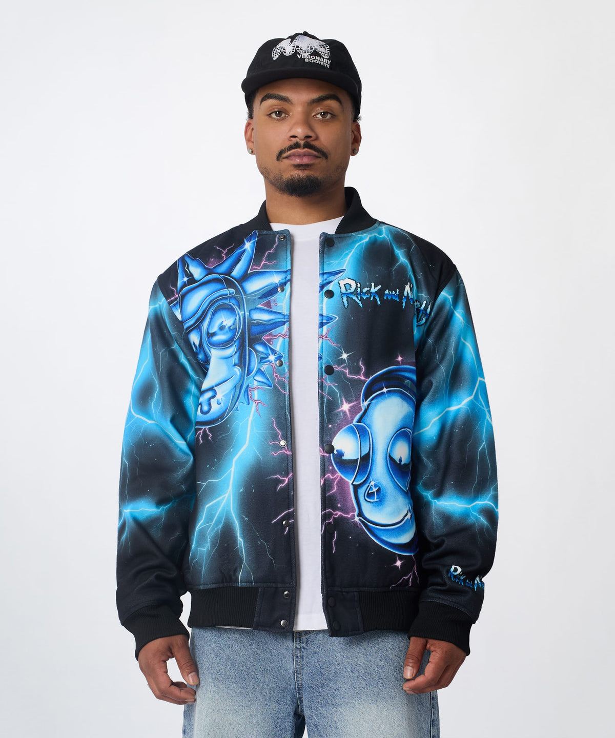Rick & Morty Graphic Varsity Jacket - Black | Reason Clothing Deals