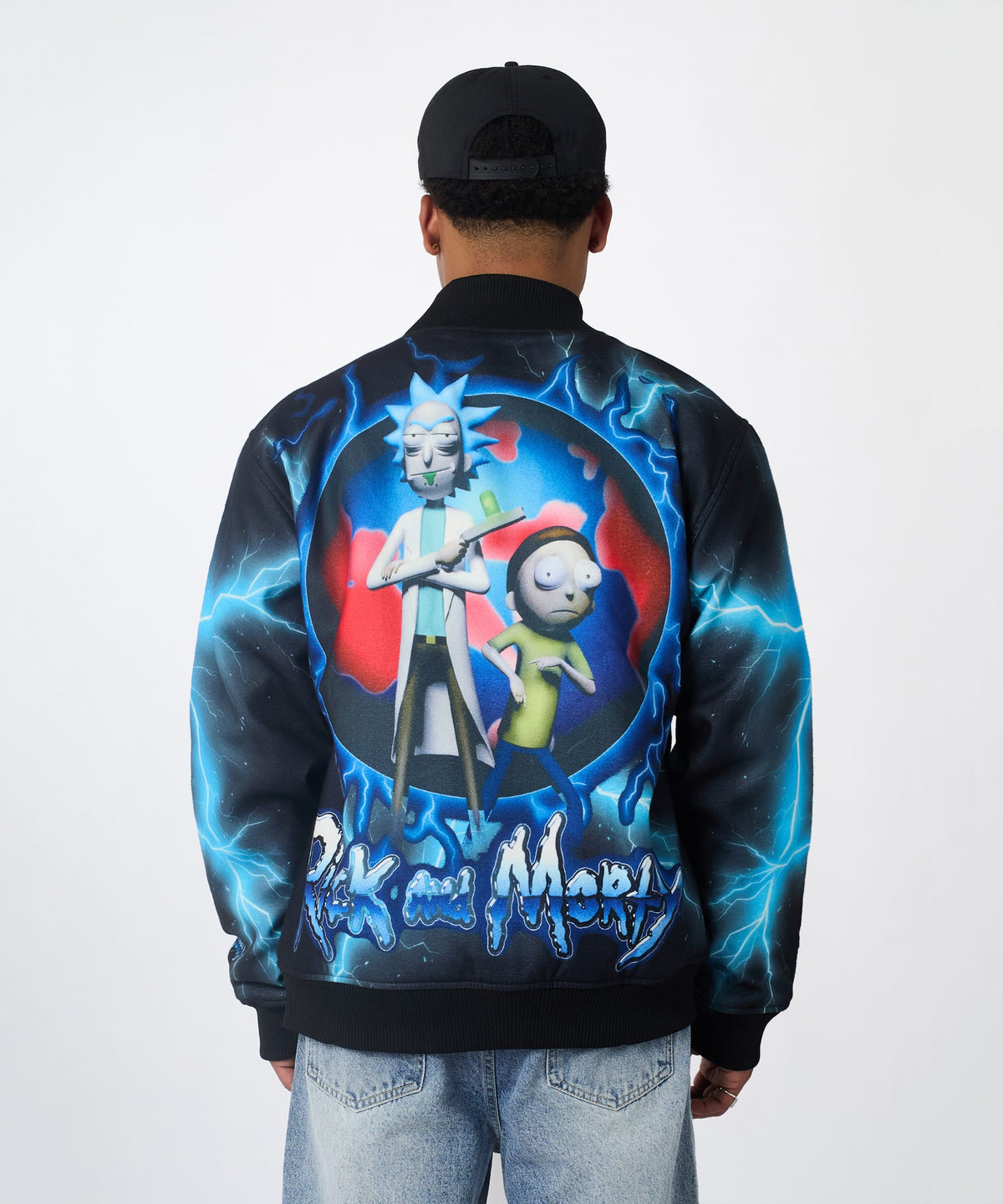 Rick & Morty Graphic Varsity Jacket - Black | Reason Clothing Deals