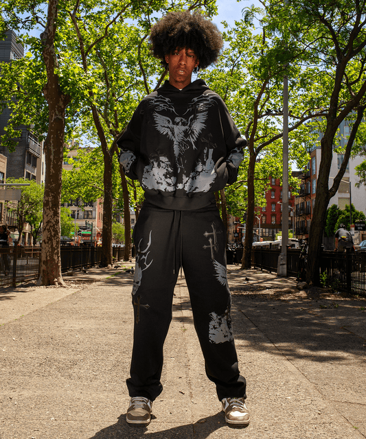 Sin Again PU Applique Hoodie - Black | Reason Clothing Exclusive