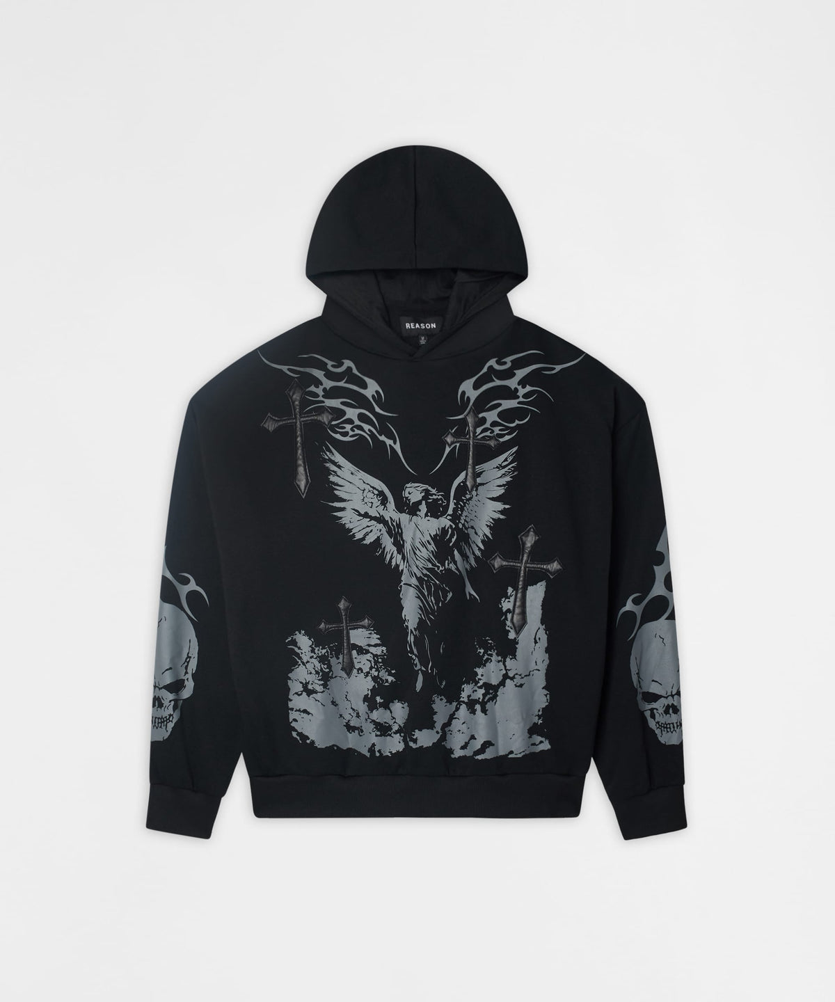 Sin Again PU Applique Hoodie - Black | Reason Clothing Exclusive
