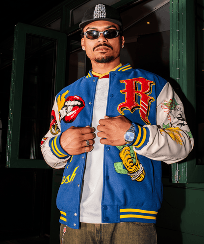 Money Varsity Faux Leather Sleeve Jacket - Blue | Reason Clothing Top Pick