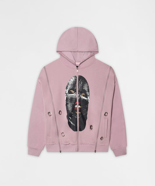 Ski Mask Multi Zip Eyelet FZ Hoodie - Pink | Reason Clothing Recommended