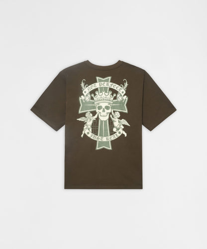 Not Perfect Embroidered French Terry Short Sleeve Tee - Olive Green | Reason Clothing Popular