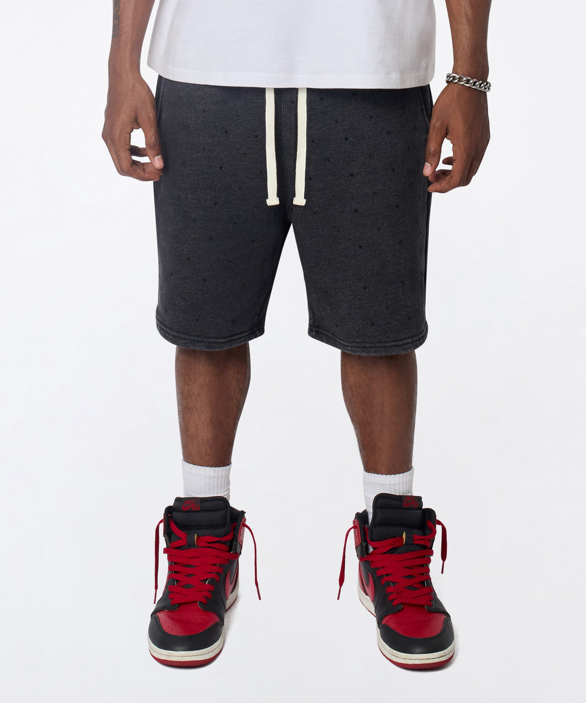 Washed Rhinestone Short - Black | Reason Clothing Value
