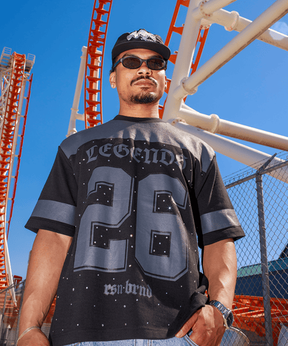 Football Rhinestones Short Sleeve Tee - Black | Reason Clothing Deals