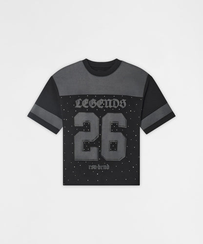 Football Rhinestones Short Sleeve Tee - Black | Reason Clothing Deals