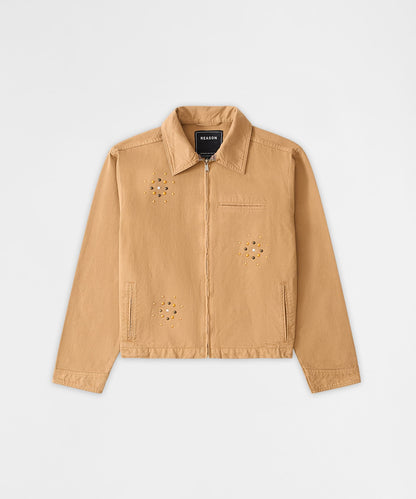 Studded Denim Jacket - Khaki | Reason Clothing Classic