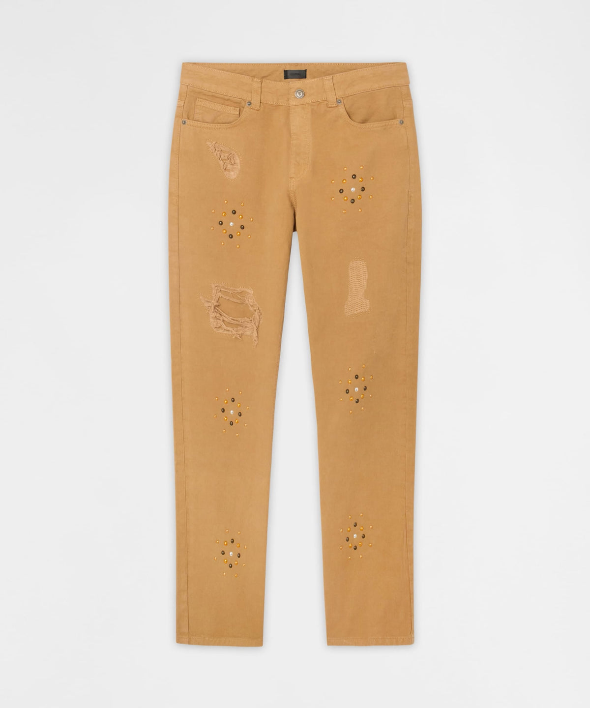 Constellation Studded Distressed Denim Jeans - Khaki | Reason Clothing Everyday