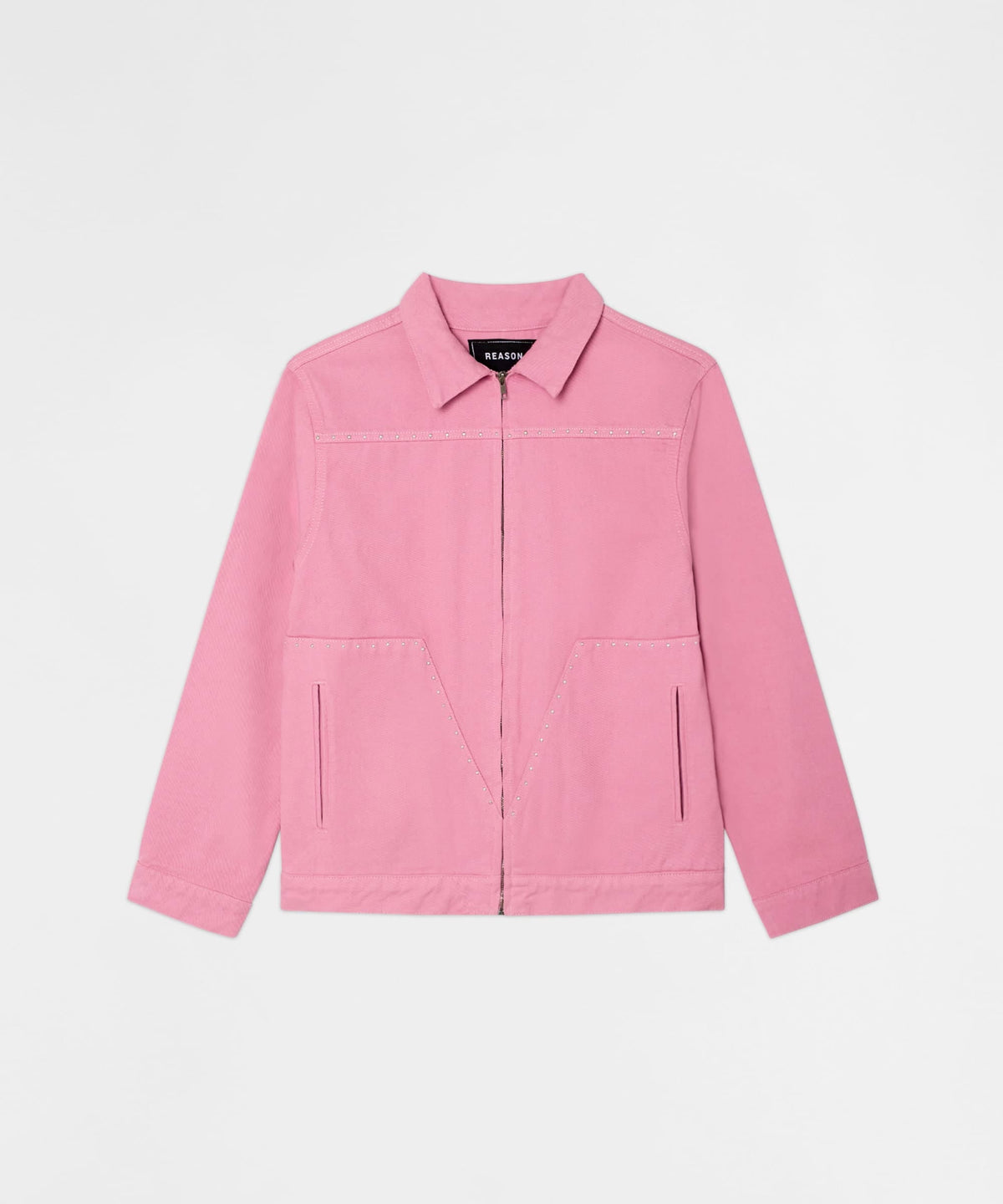 Saint Studded Work Denim Jacket - Pink | Reason Clothing Discount