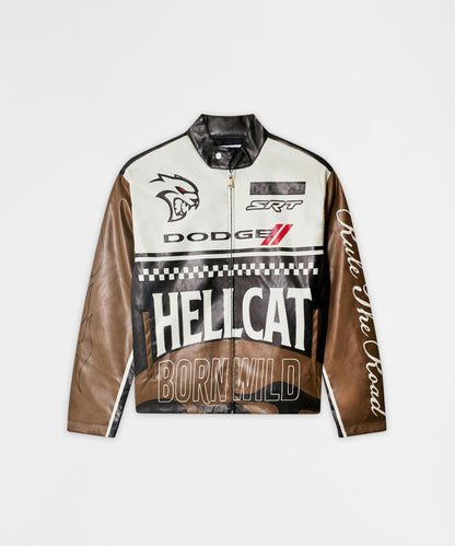 Dodge Hellcat Moto Jacket PU - Khaki | Reason Clothing New