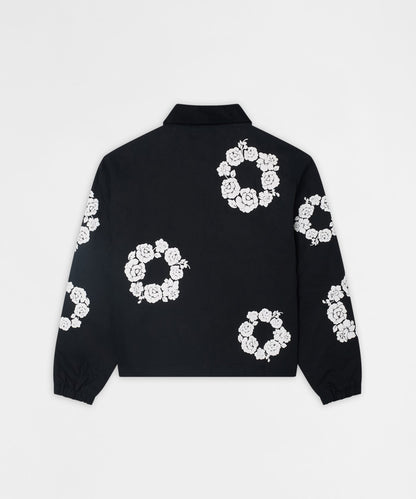 Floral Wreath Collared Workwear Jacket - Black | Reason Clothing Best Price