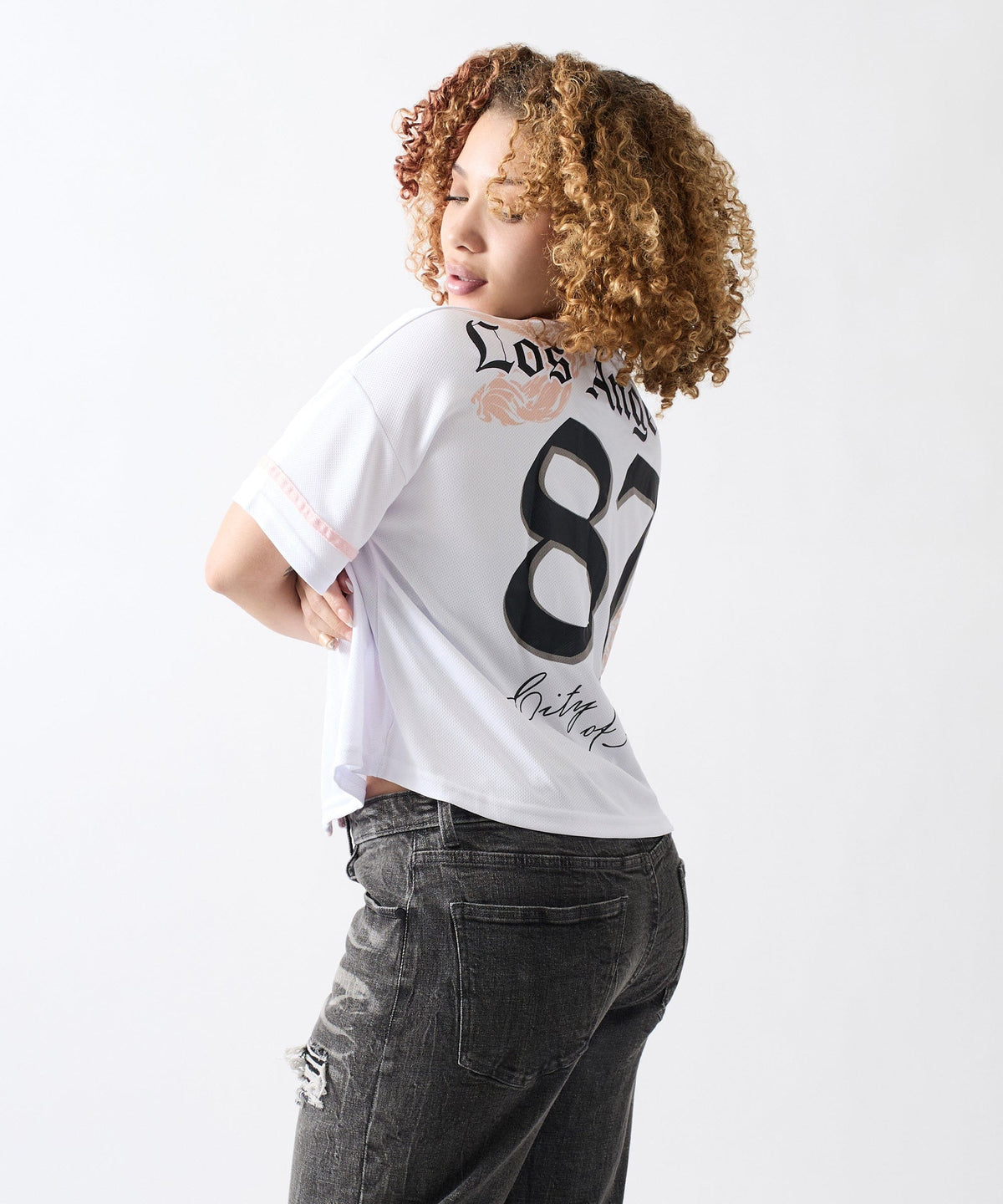Los Angeles Sweet Rebel Women's Graphic Short Sleeve Cropped Shirt | Reason Clothing Special Offer