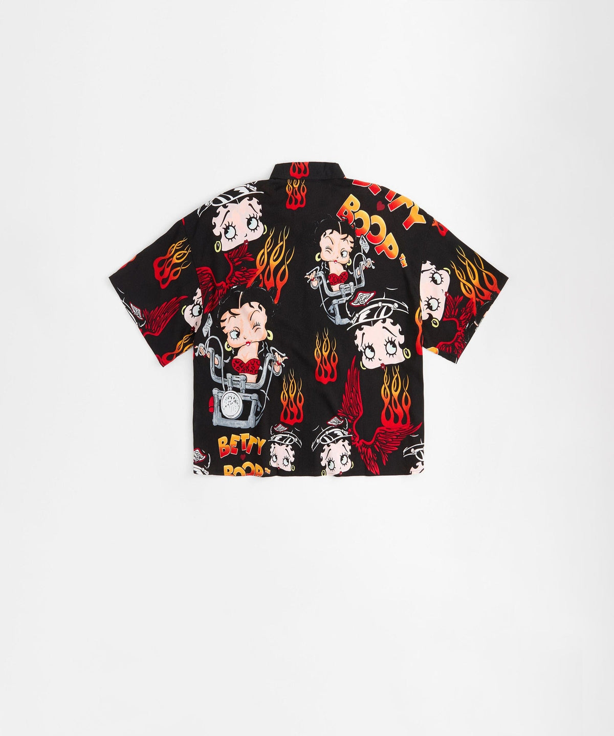 Betty Boop Biker Women's Viscose Button-Down Plus Size Shirt - Black | Reason Clothing Classic