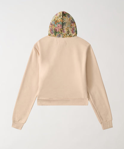 Women Floral Tapestry Graphic Zip Up Hoodie - Khaki | Reason Clothing Premium