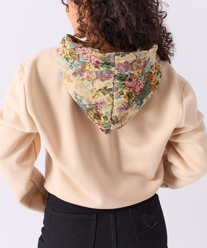 Women Floral Tapestry Graphic Zip Up Hoodie - Khaki | Reason Clothing Premium