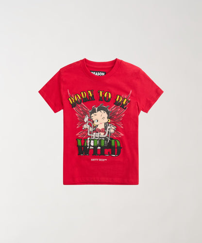 Women Betty Boop Born To Be Wild Baby Tee - Red | Reason Clothing Essential