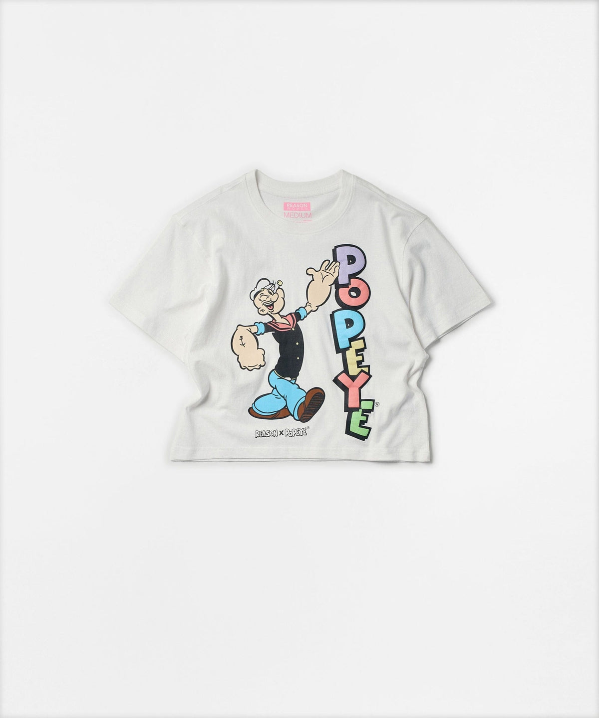 Popeye Logo Women's Graphic Cropped Short Sleeve Tee - White | Reason Clothing Deals
