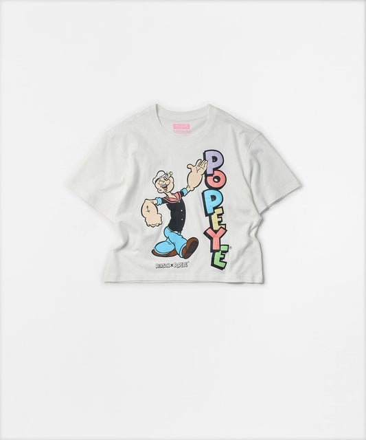 Popeye Logo Women's Graphic Cropped Short Sleeve Tee - White | Reason Clothing Deals
