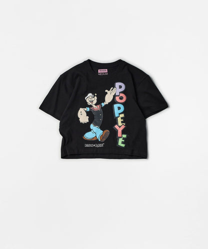Popeye Classic Women's Graphic Short Sleeve Cropped Tee - Black | Reason Clothing Everyday