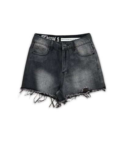 Nora Women's Distressed Denim Shorts - Black | Reason Clothing Recommended
