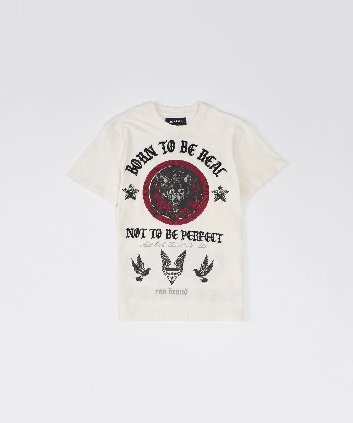 Kids Trust No 1 Embroidered Short Sleeve Tee - Cream | Reason Clothing New