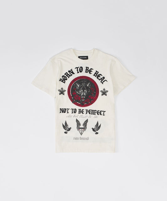Kids Trust No 1 Embroidered Short Sleeve Tee - Cream | Reason Clothing New