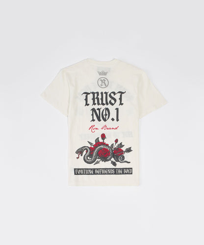 Kids Trust No 1 Embroidered Short Sleeve Tee - Cream | Reason Clothing New