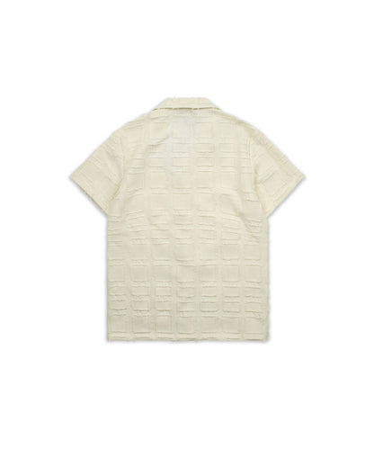 Grid Kid's Textured Button Down Short Sleeve Shirt - Cream | Reason Clothing Discount