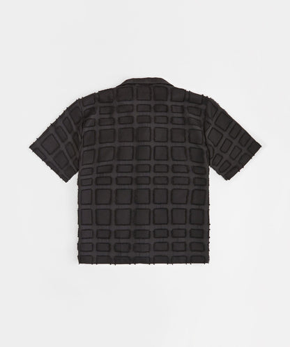 Grid Kid's Textured Button Down Short Sleeve Shirt - Black | Reason Clothing Hot Sale