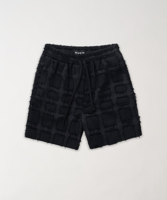 Grid Kid's Textured Shorts - Black | Reason Clothing Customer Favorite