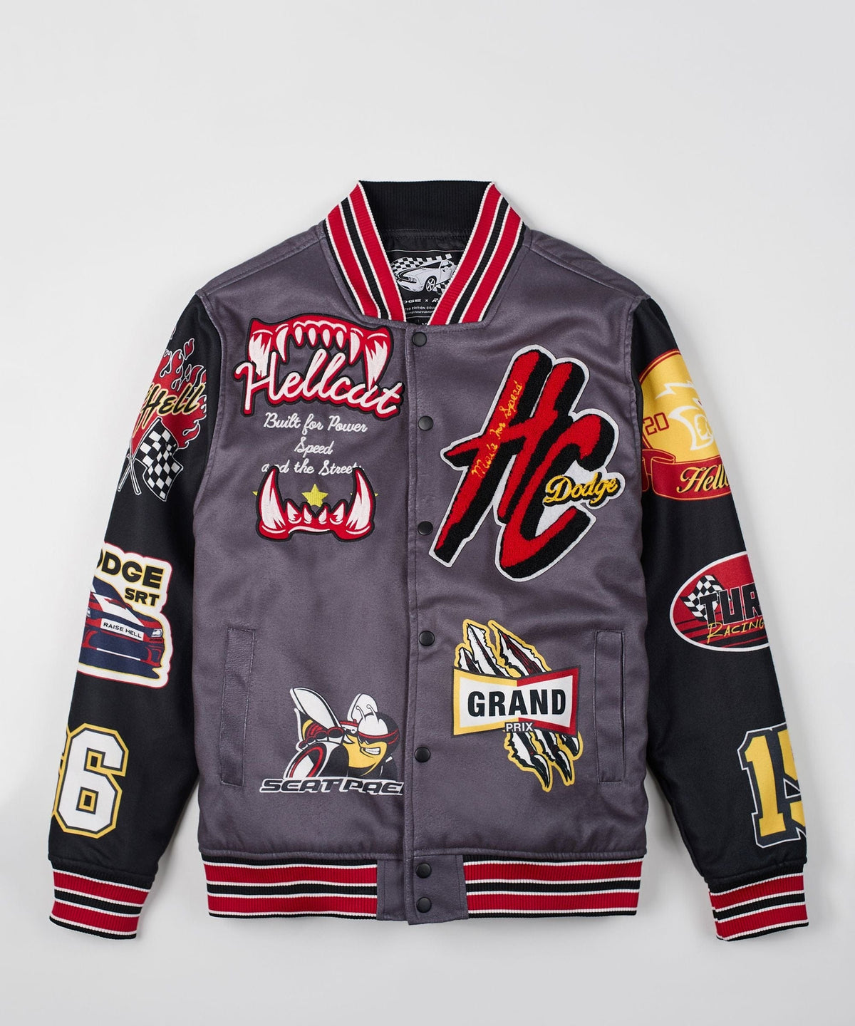 Kids Dodge Hellcat Varsity Jacket - Grey | Reason Clothing Recommended