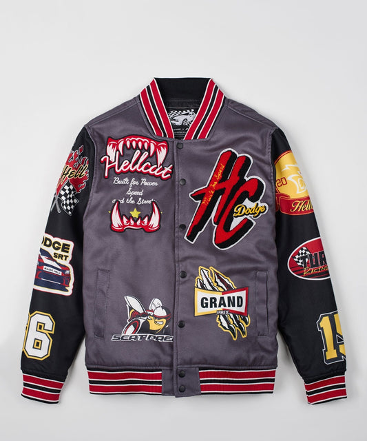 Kids Dodge Hellcat Varsity Jacket - Grey | Reason Clothing Recommended