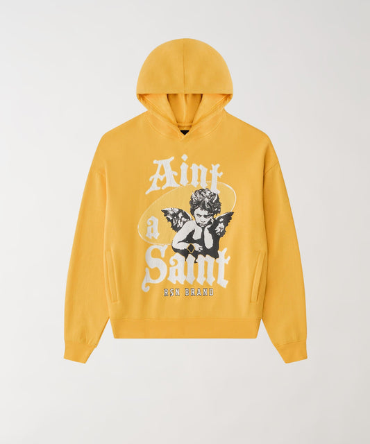 Ain't A Saint Graphic Long Sleeve Hoodie - Khaki | Reason Clothing Trending