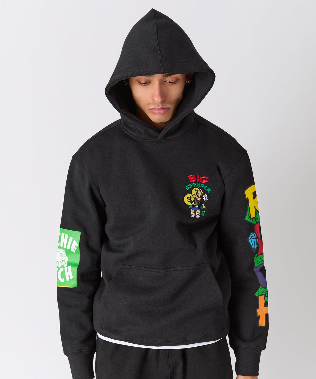 Richie Rich Big Spender Graphic Hoodie - Black | Reason Clothing Great Value