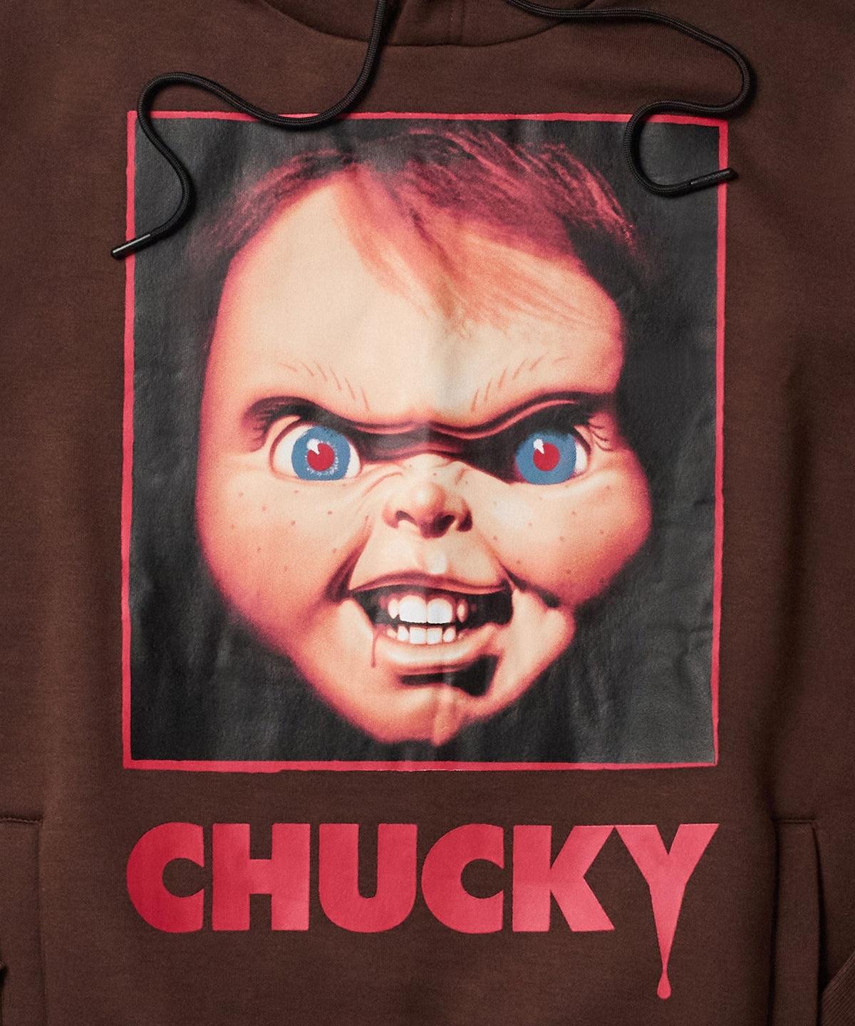 Chucky Face Graphic Long Sleeve Hoodie - Brown | Reason Clothing Top Pick