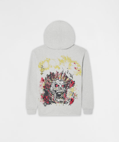 Mohawk Skull Graphic Zip Up Hoodie - Grey | Reason Clothing Featured