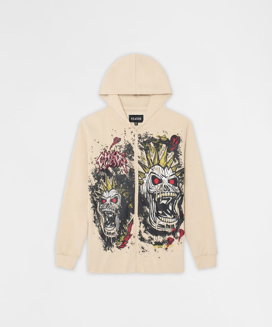 Mayhem Fleece Graphic Zip Hoodie - Khaki | Reason Clothing Hot Sale