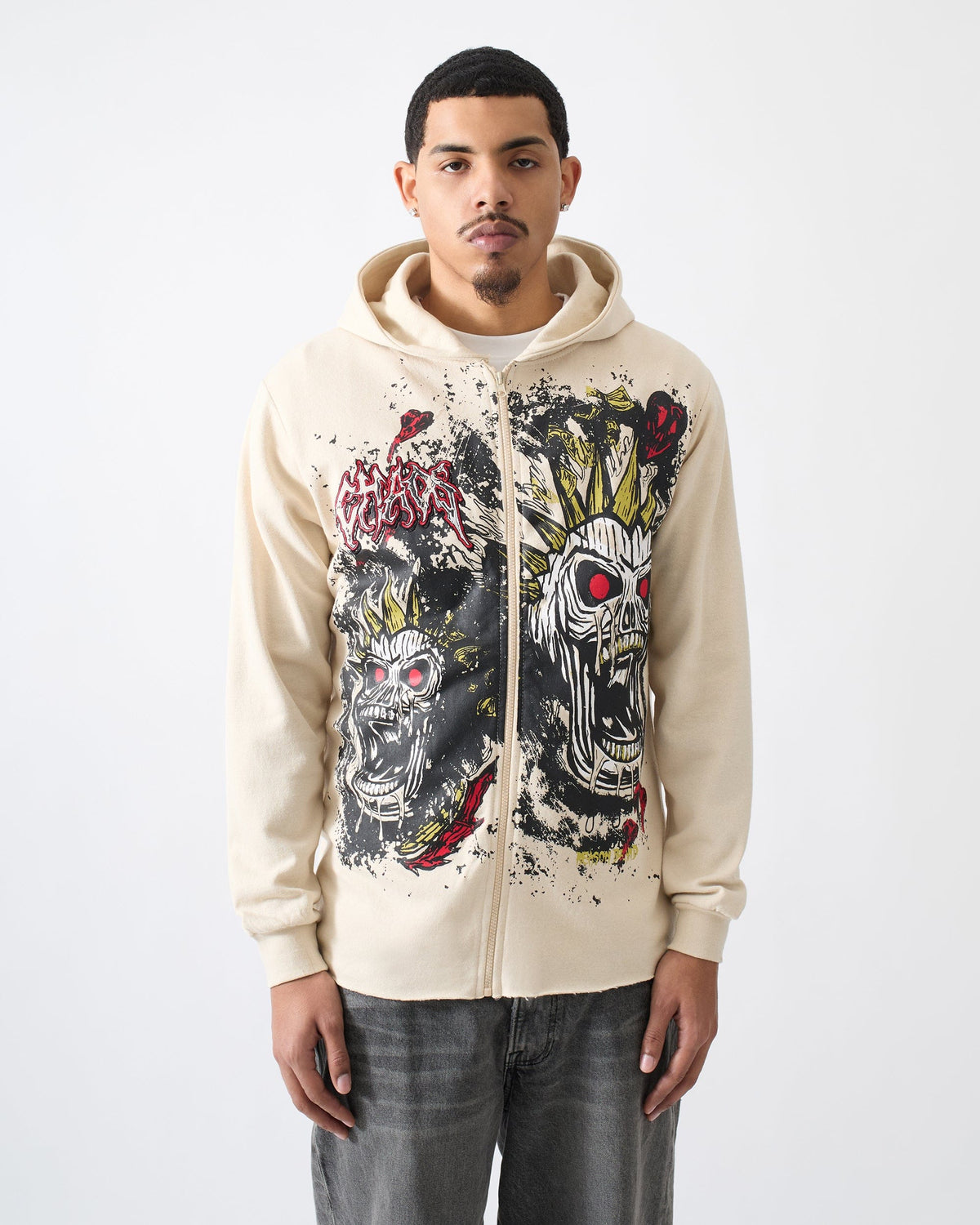 Mayhem Fleece Graphic Zip Hoodie - Khaki | Reason Clothing Hot Sale