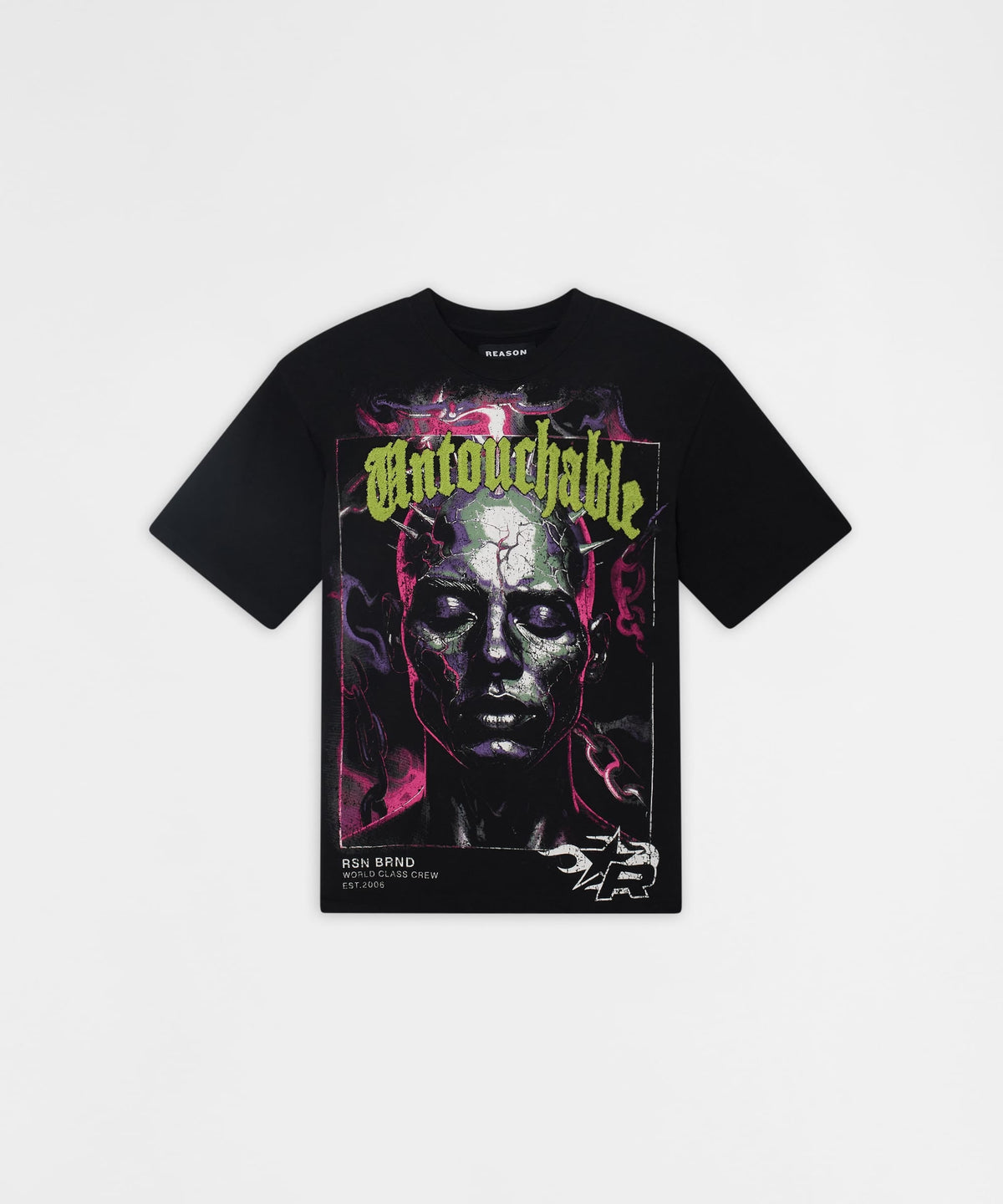 Untouchable Chenille Patched Short Sleeve Tee - Black | Reason Clothing Value