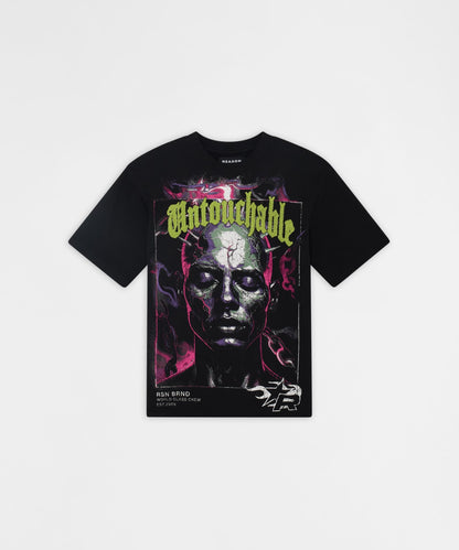Untouchable Chenille Patched Short Sleeve Tee - Black | Reason Clothing Value